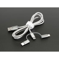 Adafruit 3679 USB 3-in-1 Sync and Charge Cable - Micro B / Type-C / Lightning