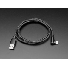 Adafruit 5031 Woven USB Cable with USB Type A to Right Angle USB Type C - Black 1 meter long