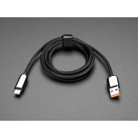 Adafruit 5788 Black Woven USB A to USB C Cable with 66W Watt Display - 1 meter 