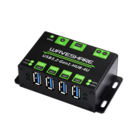 Waveshare 27837 4-Ch USB 3.2 Gen1 HUB, Metal Case With Wall-Mount Support, Driver-Free, Plug-And-Play, Multiple Systems Support