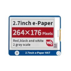 Waveshare 13357 2.7inch e-Paper e-Ink Display HAT (B) For Raspberry Pi, 264×176, Red / Black / White, SPI