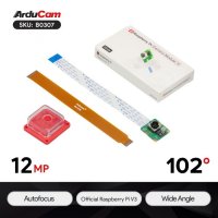 Arducam B0307 Raspberry Pi Official Camera Module V3-12MP IMX708 102 Wide Angle Autofocus Camera with Acrylic Case