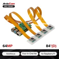 Arducam B0487 1/1.32" 64MP Auto Focus Quad-Camera Kit for Raspberry Pi