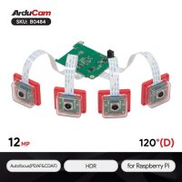 Arducam B0484 12MP IMX708 Quad-Camera Kit, Wide Angle Stereo Synchronized Camera Module for Raspberry Pi