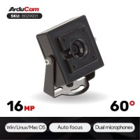 Arducam B029001 16MP Autofocus USB Camera with Mini Metal Case, 1/2.8" IMX298 Mini UVC USB2.0 4K Video Webcam with Microphone, 3.3ft/1m Cable for Windows, Linux, Android, and Mac OS