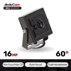 Arducam B029001 16MP Autofocus USB Camera with Mini Metal Case, 1/2.8" IMX298 Mini UVC USB2.0 4K Video Webcam with Microphone, 3.3ft/1m Cable for Windows, Linux, Android, and Mac OS