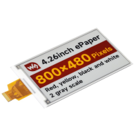 Waveshare 34060/34061 4.26inch E-Paper Display (G), 800 × 480 Resolution, Red/Yellow/Black/White, SPI Communication Interface, Standard Raspberry Pi 40PIN GPIO Header