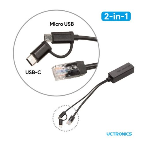 PoE Splitter 48V to 5V 2A USB-C