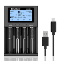 LiitoKala Lii-M4 Smart Battery Charger LCD display test the battery capacity for 18650 26650 21700 18350 14500 AA AAA batteries
