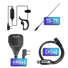 TIDRADIO Accessory Bundle: Upgraded Mic + 771 antenna + Programming Cable + Earpiece