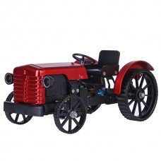 Teching Mini APP RC Tractor Metal Remote Control Model Tractor in Red DIY Assembly Kit Educational Toy