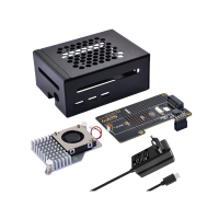N04 M.2 2280 PCIe To NVMe Top Extension Adapter Board With Metal Case Including Power Supply And Official Cooler For Raspberry Pi 5