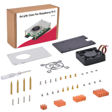 Acrylic Case For Raspberry Pi 5, With Cooling Fan & Heatsinks