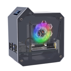 ABS Mini Tower Kit Black Enlosure Case For Raspberry Pi 5 With Ice Tower Cooler OLED