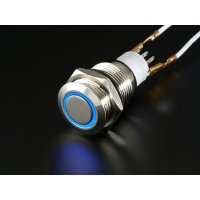 Adafruit 481 / 558 / 559 / 560 Rugged Metal Pushbutton with Blue / White / Red / Green LED Ring - 16mm 