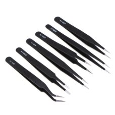 SCHOFIC [6 PCS] Precision Tweezers Set, Upgraded Anti-Static Stainless Steel Curved of Tweezers, for Electronics, Laboratory Work, Jewelry-Making, Craft, Soldering, etc