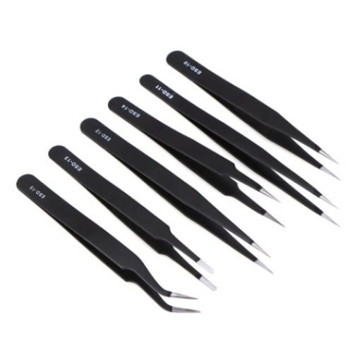 6pcs Precision Tweezers Set, Upgraded Anti-Static Stainless Steel Curved of Tweezers, for Electronics, Laboratory Work, Jewelry-Making, Craft, Solderi
